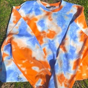 Blue and orange tie dye sweatshirt
